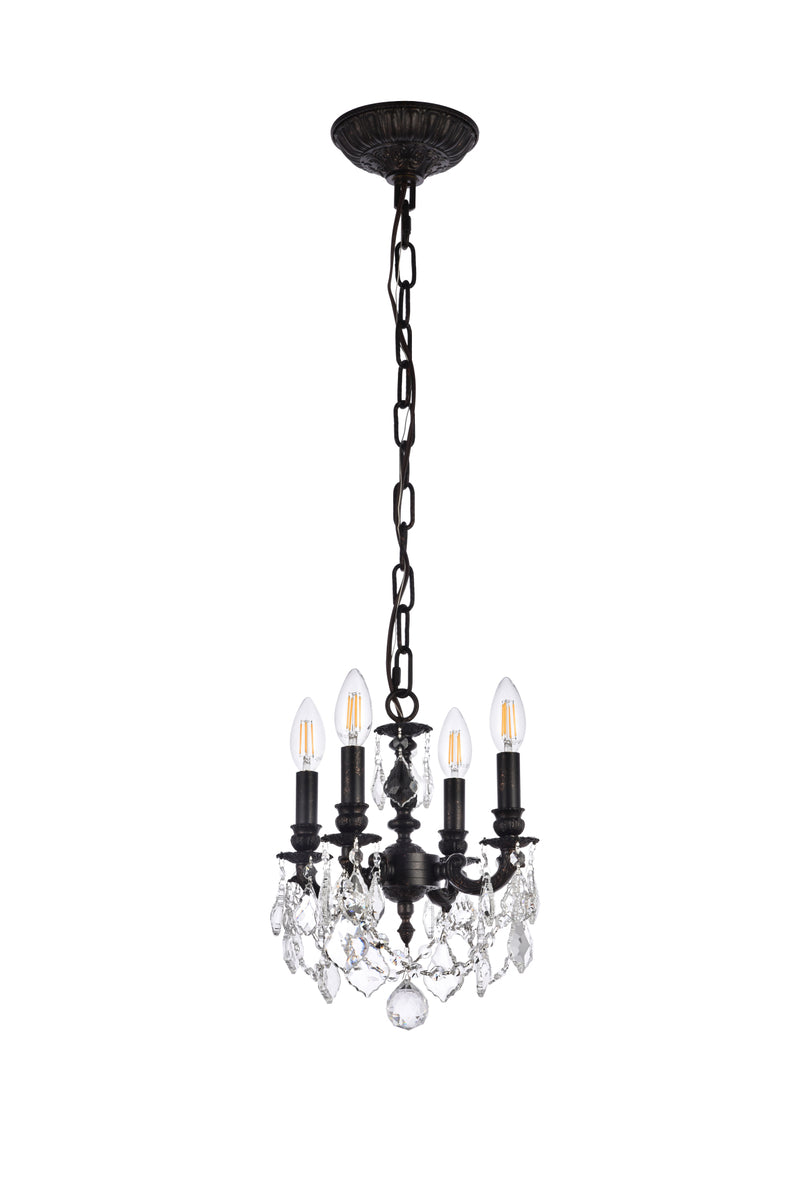 Lillie 4 light Dark Bronze Pendant Clear Royal Cut Crystal