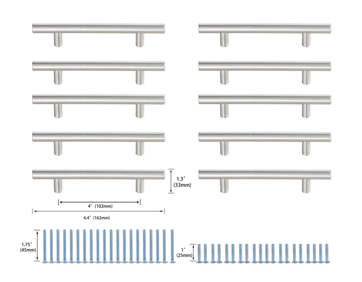Quinn 4" Center to Center Brushed Nickel Bar Pull Multipack (set of 10)