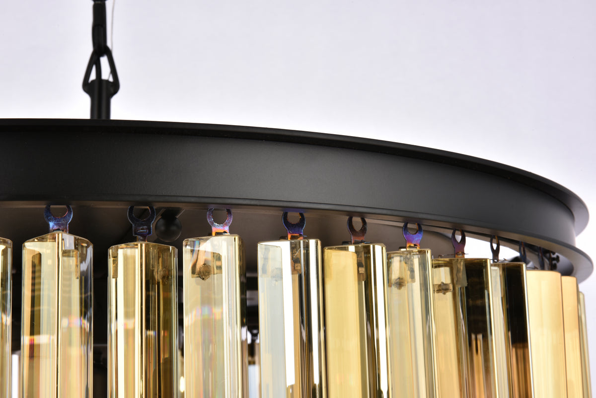 Sydney 8 light Matte Black Chandelier Golden Teak (Smoky) Royal Cut Crystal