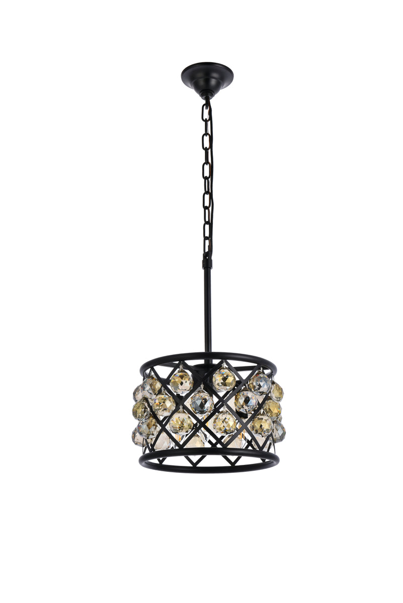 Madison 3 light Matte Black Pendant Golden Teak (Smoky) Royal Cut Crystal