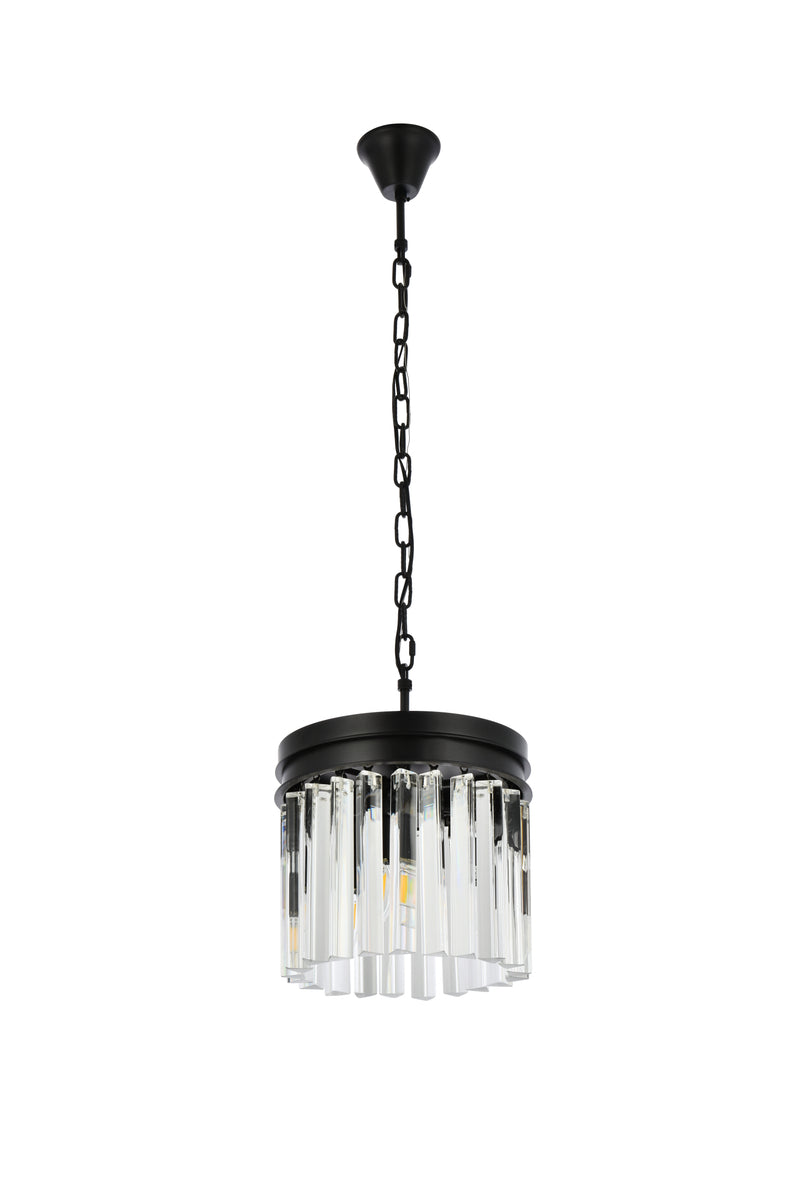 Sydney 3 light Matte Black Pendant Clear Royal Cut Crystal