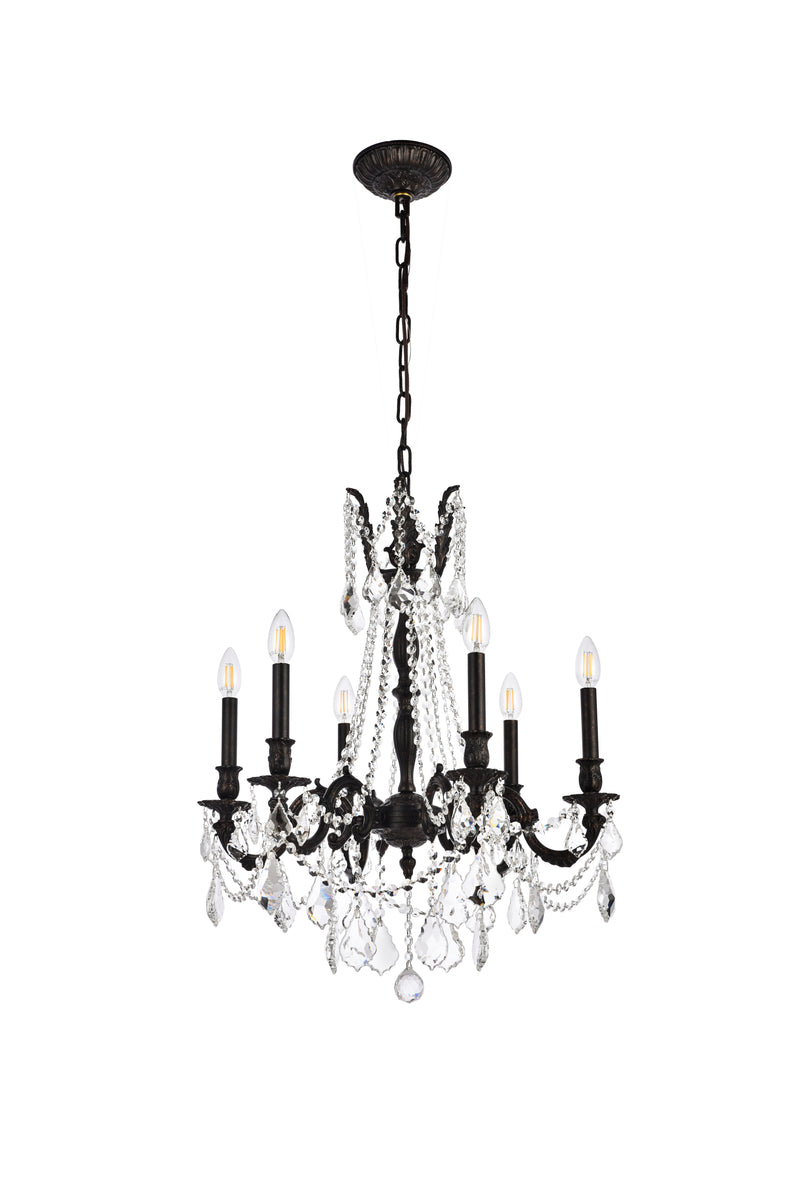 Rosalia 6 light Dark Bronze Chandelier Golden Teak (Smoky) Royal Cut Crystal