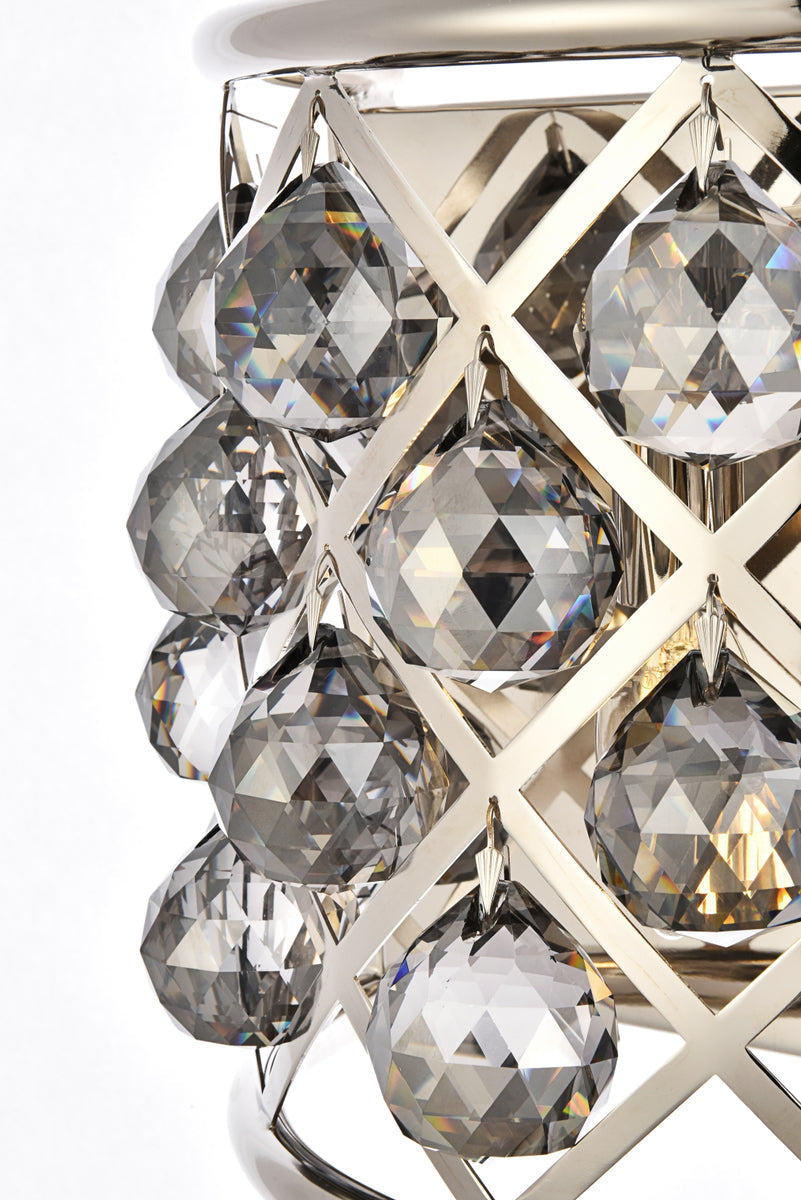 Madison 1 light polished Nickel Wall Sconce Silver Shade (Grey) Royal Cut Crystal