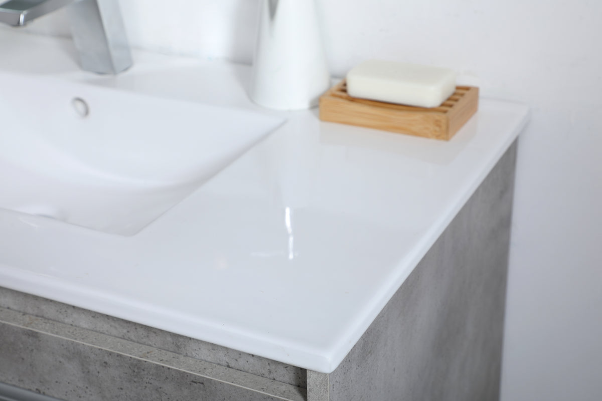 36 inch Single Bathroom Floating Vanity in Concrete Grey