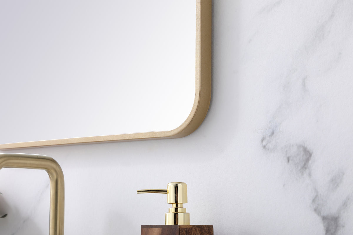 Soft corner metal rectangular mirror 20x30 inch in Brass