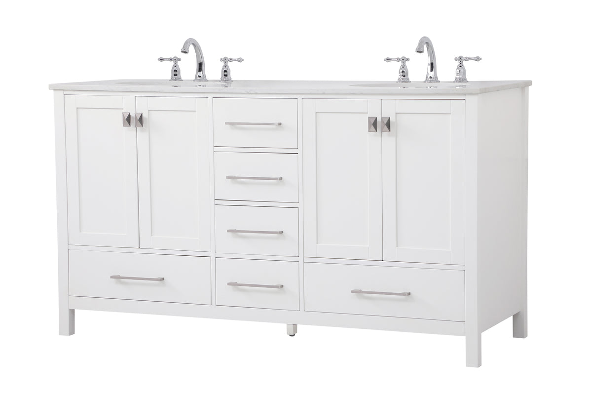 60 inch Double Bathroom Vanity in White