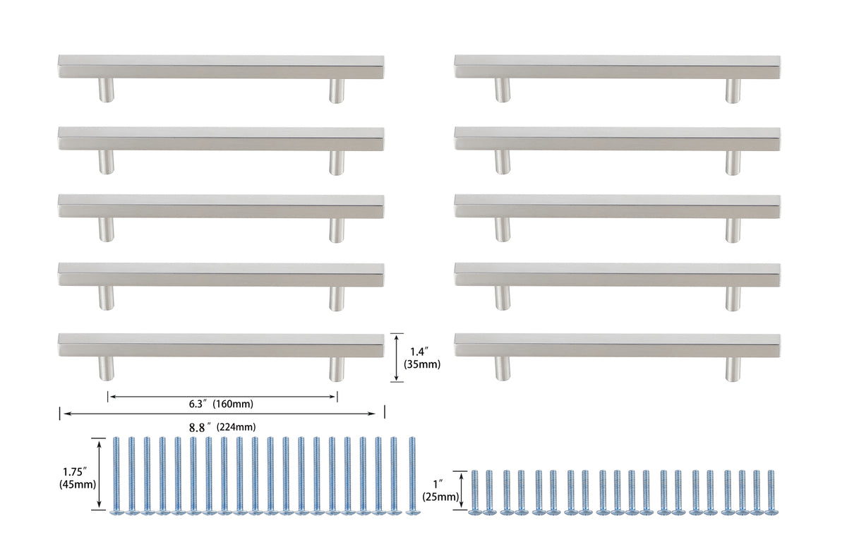 Dior 6-5/16" Center to Center Brushed Nickel Bar Pull Multipack (set of 10)