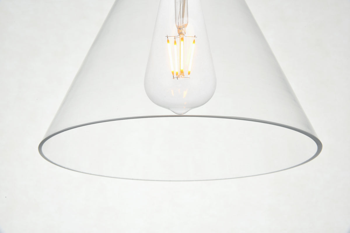 Destry 3 Lights Black Pendant With Clear Glass