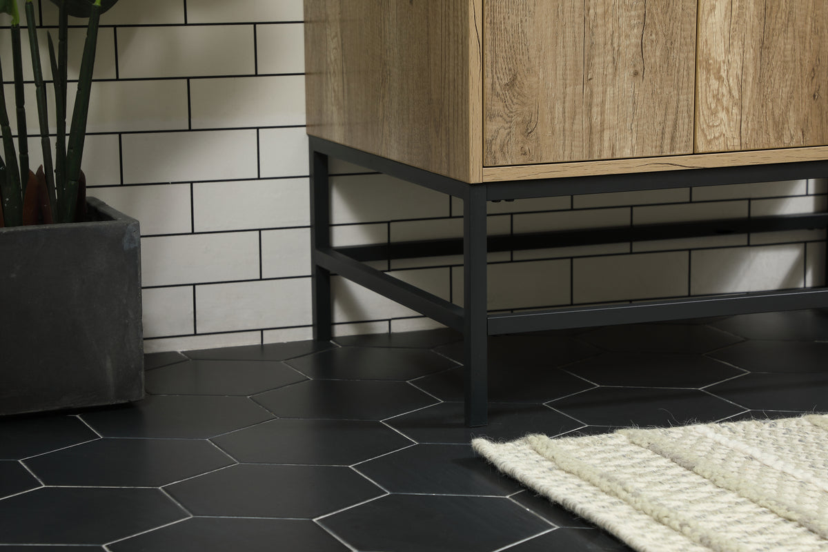 32 inch Single bathroom vanity in natural oak with backsplash