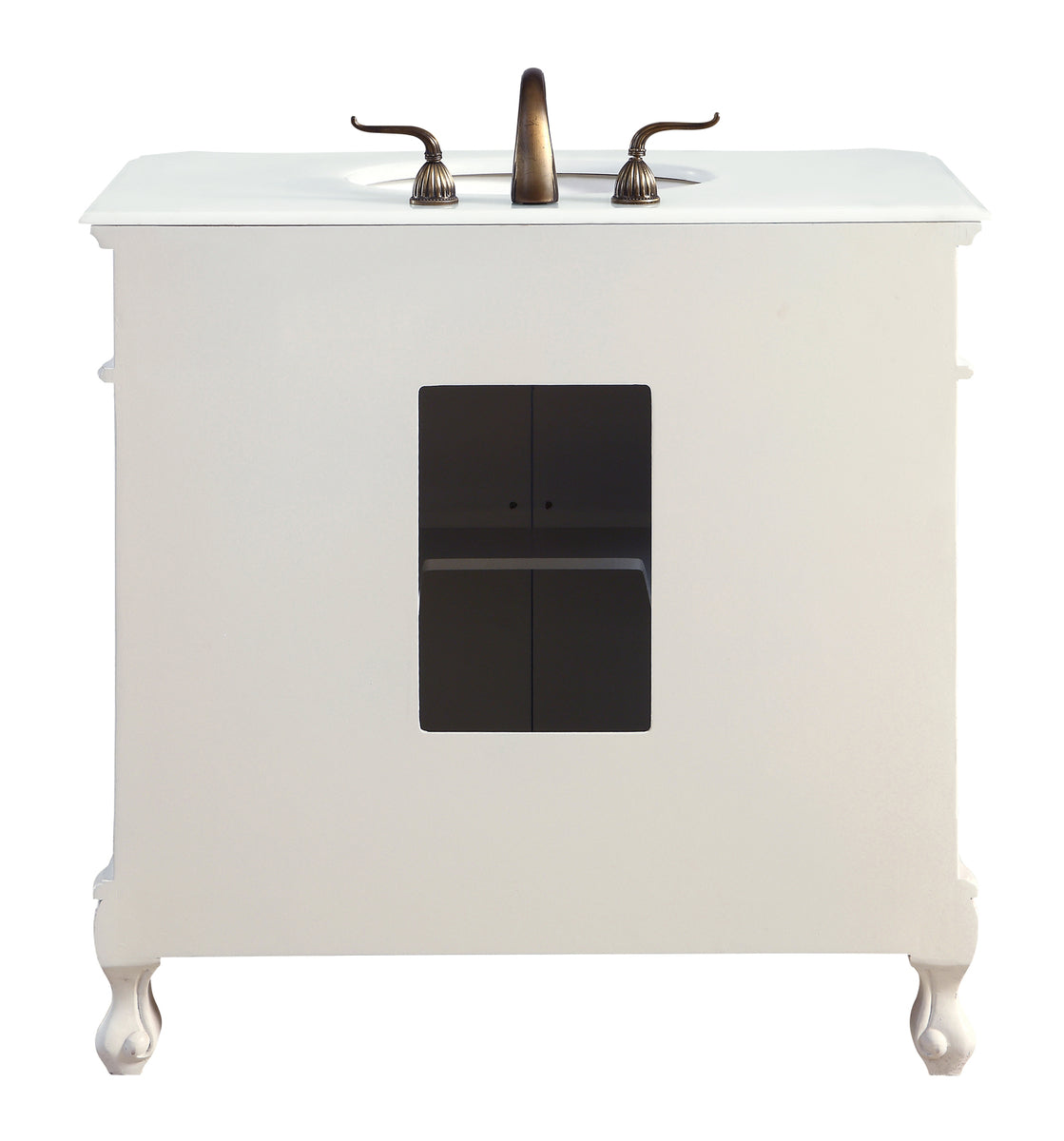 36 inch Single Bathroom vanity in Antique White with ivory white engineered marble