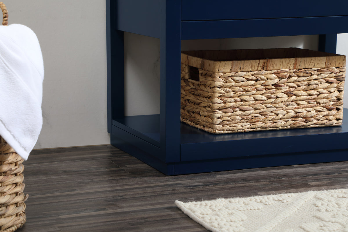 30 inch Single bathroom vanity in blue with backsplash
