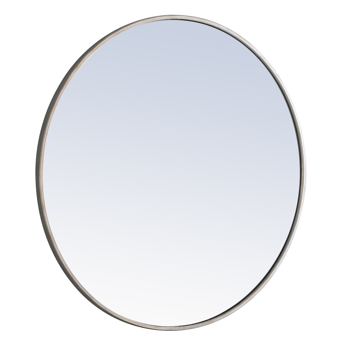 Metal frame Round Mirror 32 inch Silver finish