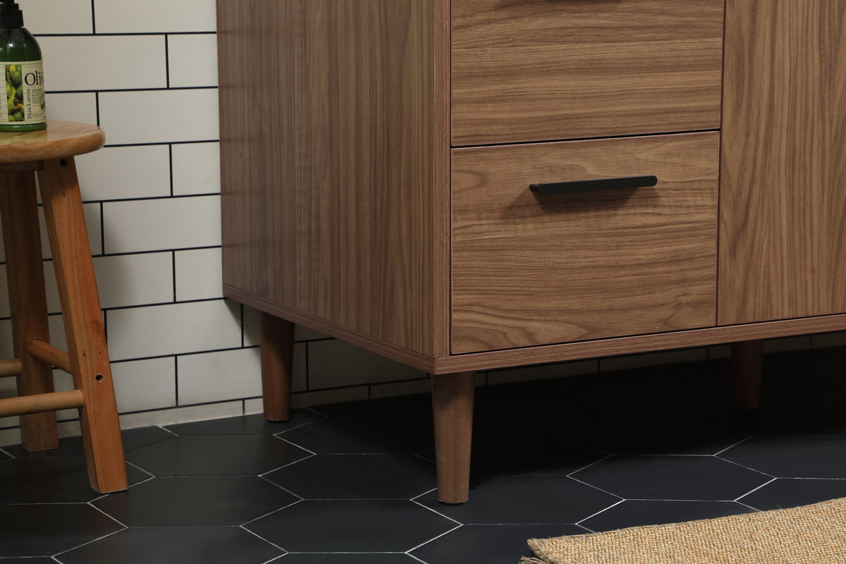 48 inch Single bathroom vanity in walnut brown with backsplash