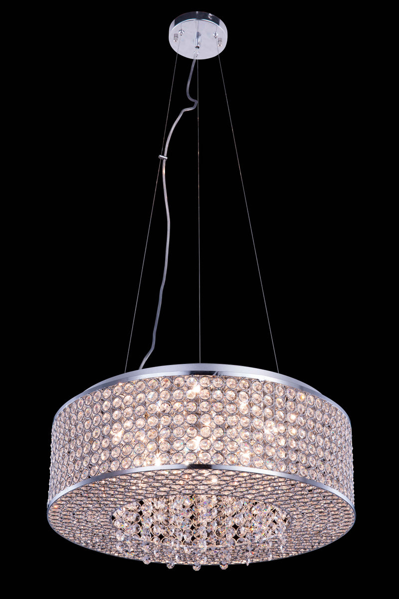 Amelie 8 light Chrome Pendant Clear Royal Cut Crystal