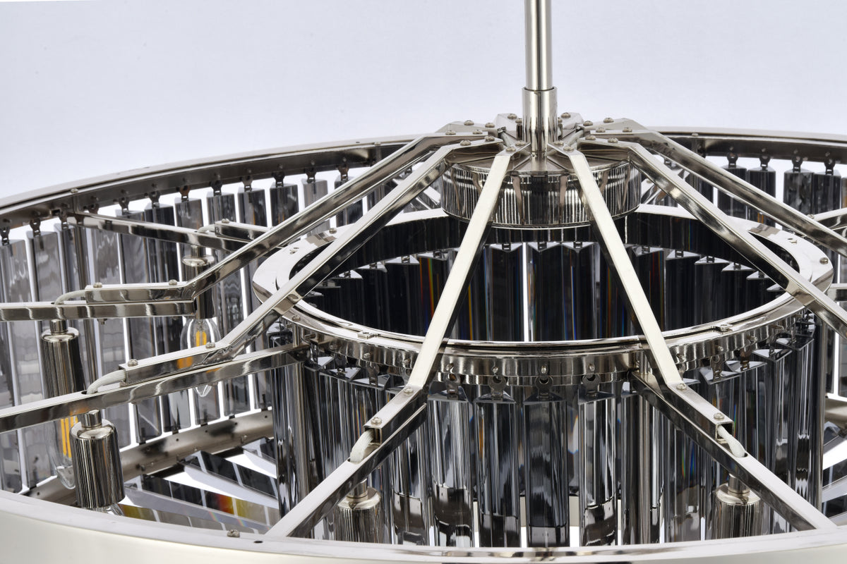 Chelsea 10 light polished nickel Chandelier Silver Shade (Grey) Royal Cut Crystal