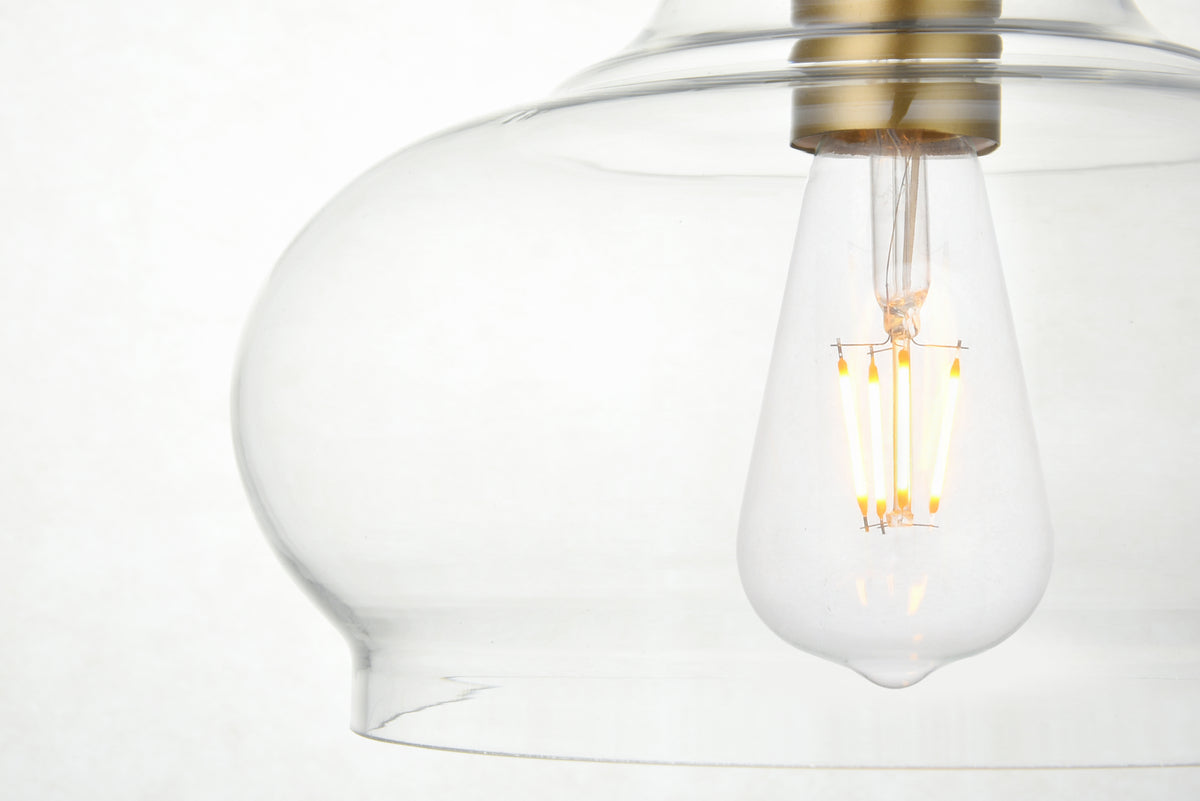 Destry 1 Light Brass Pendant With Clear Glass