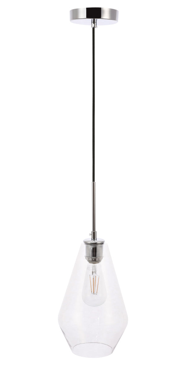 Gene 1 light Chrome and Clear glass pendant