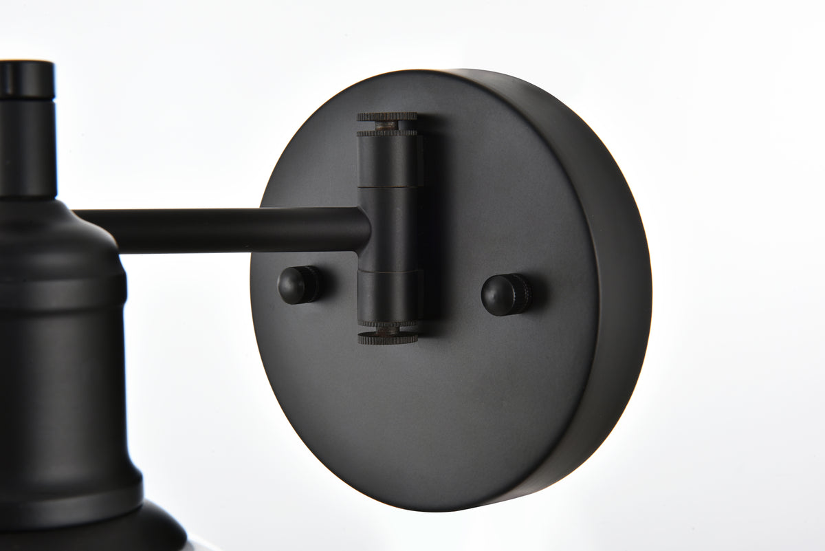 Davian 1 light Black and Clear swing arm wall sconce