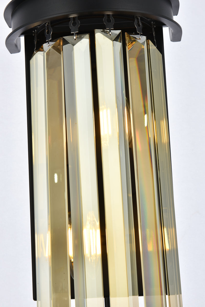 Sydney 2 light Matte Black Wall Sconce Golden Teak (Smoky) Royal Cut Crystal