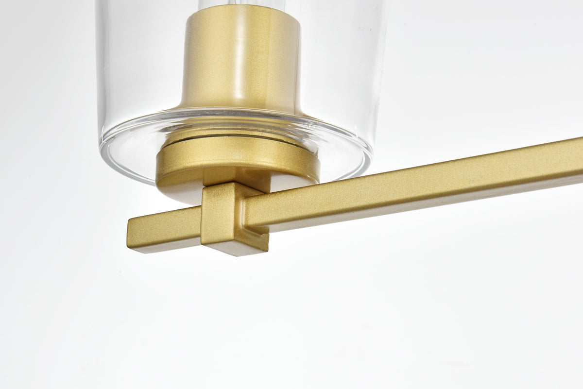 Kacey 4 light Brass and Clear Bath Sconce