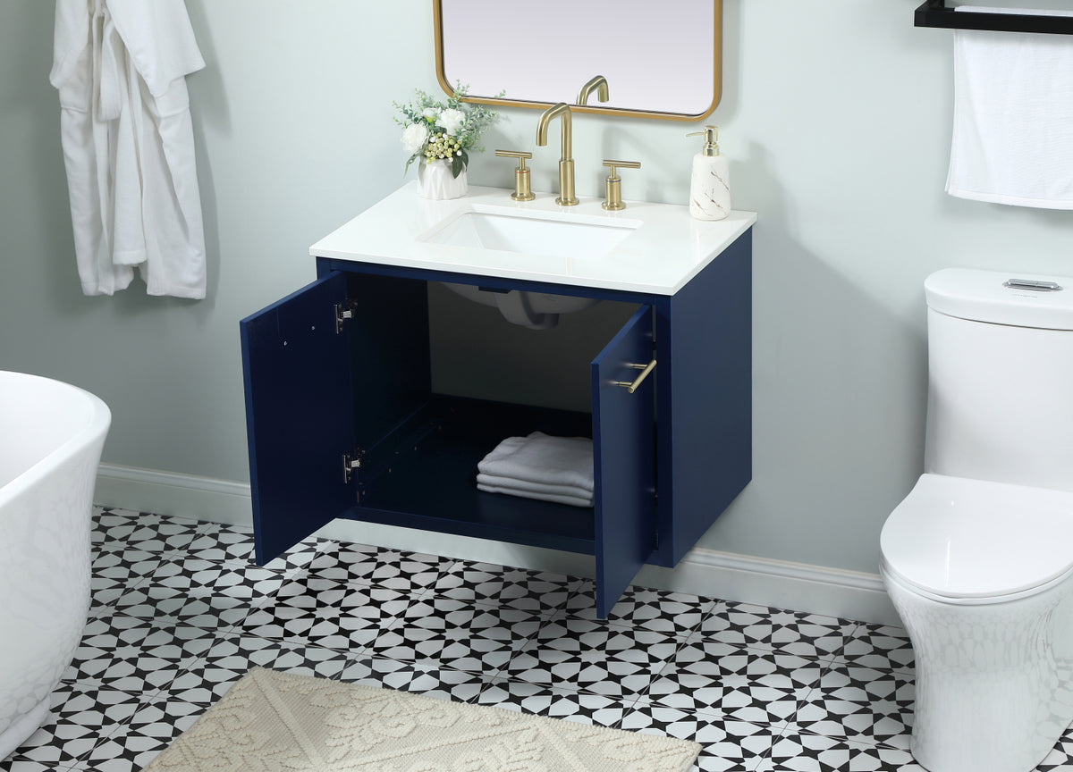 30 inch Single bathroom vanity in blue