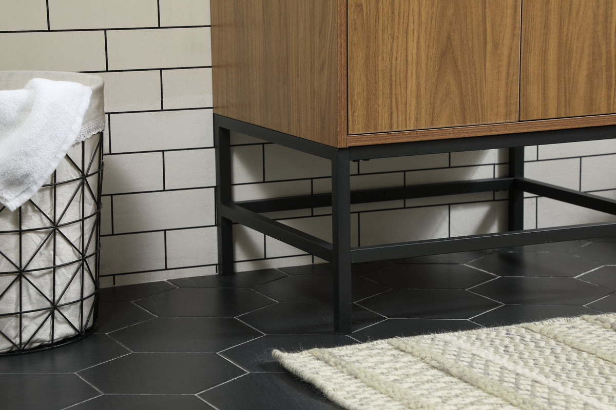 24 inch Single bathroom vanity in walnut brown