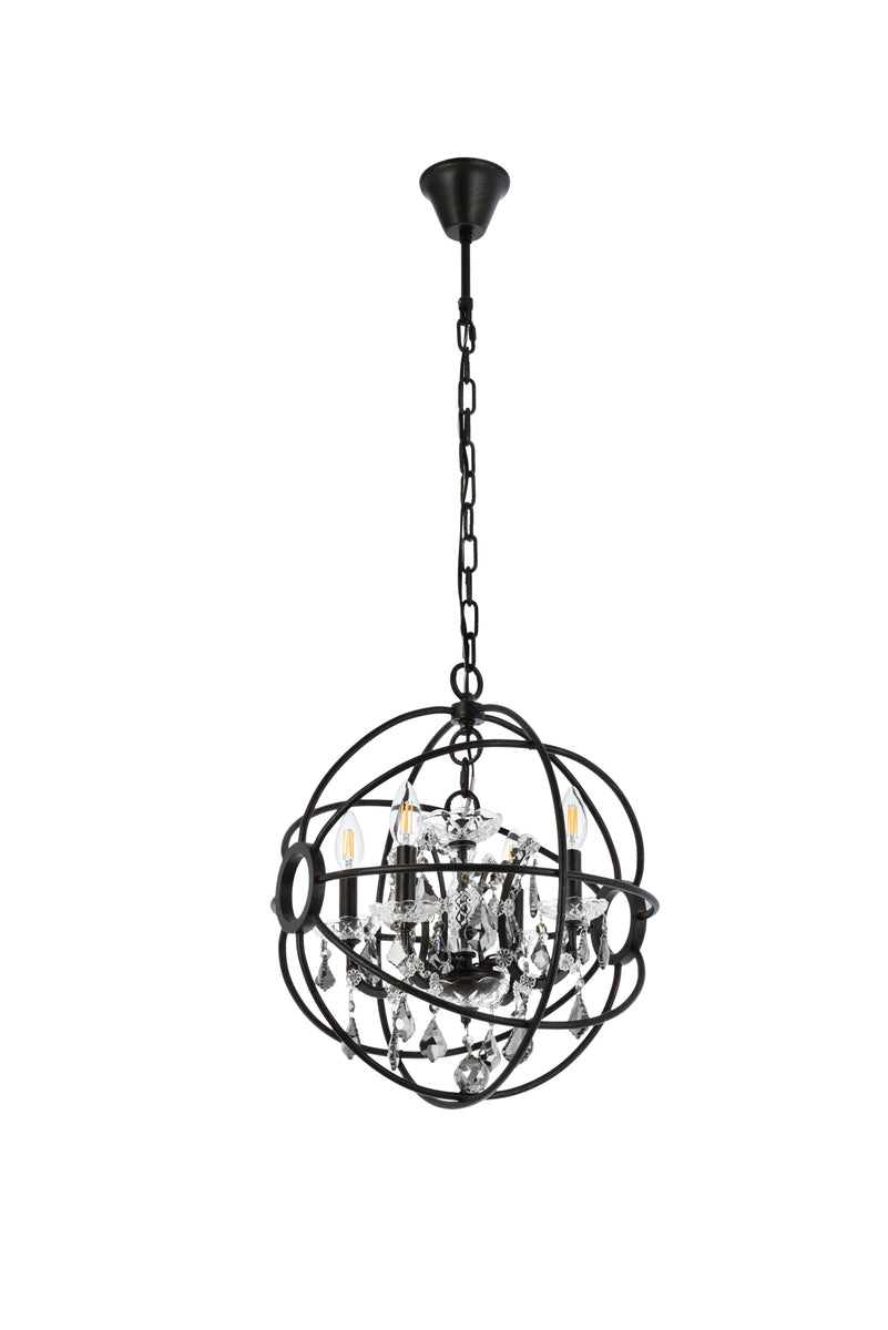 Geneva 4 light Dark Bronze Pendant Silver Shade (Grey) Royal Cut crystal