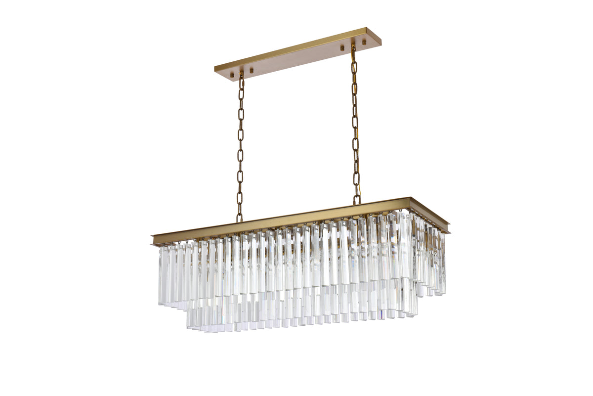 Sydney 40 inch rectangle crystal chandelier in satin gold