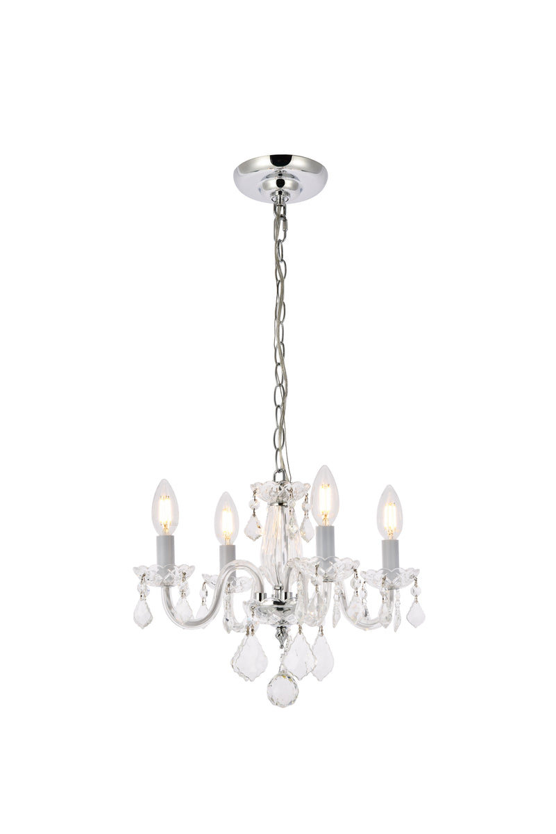 Rococo 4 light Chrome Pendant Clear Royal Cut Crystal