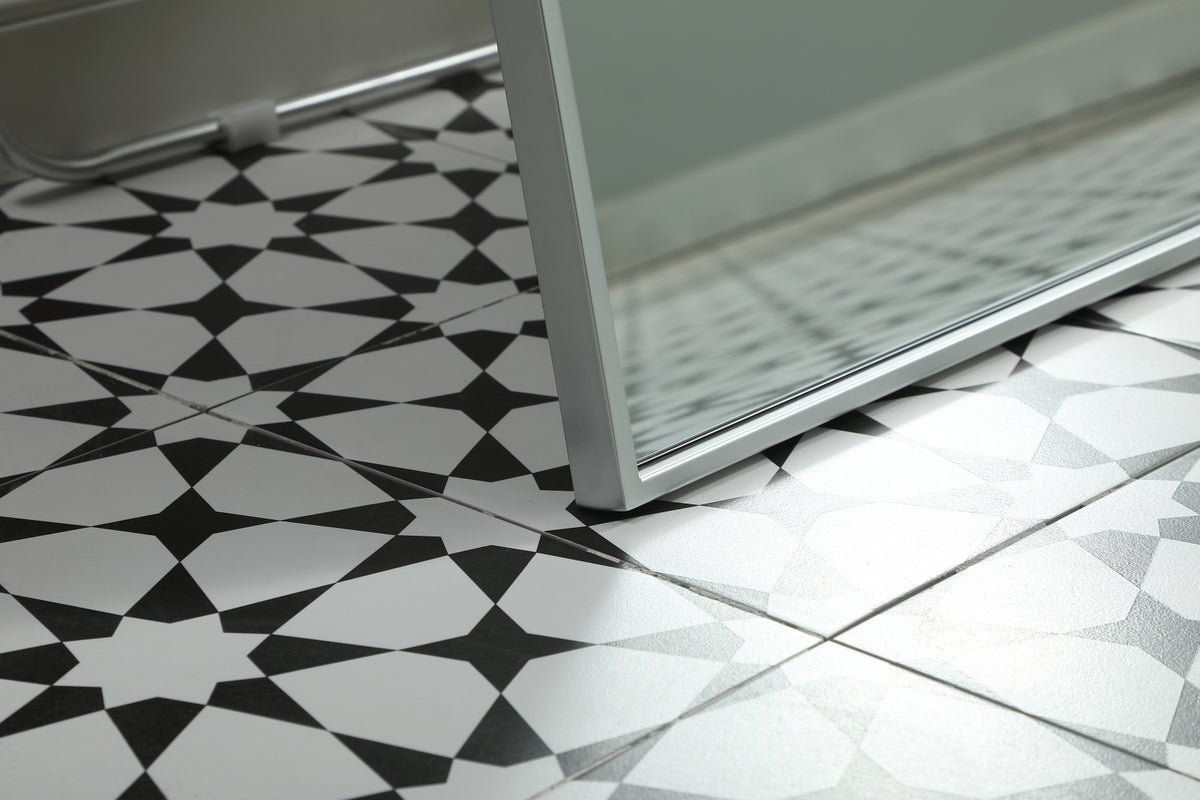 Metal Frame Rectangle Full Length Mirror 30x72 Inch in Silver