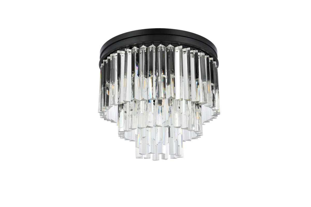 Sydney 9 light Matte Black Flush Mount Clear Royal Cut Crystal