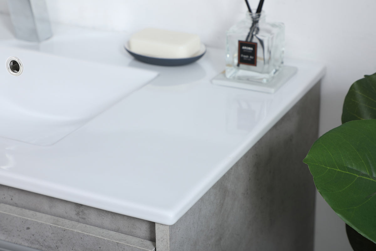 36 inch Single Bathroom Floating Vanity in Concrete Grey