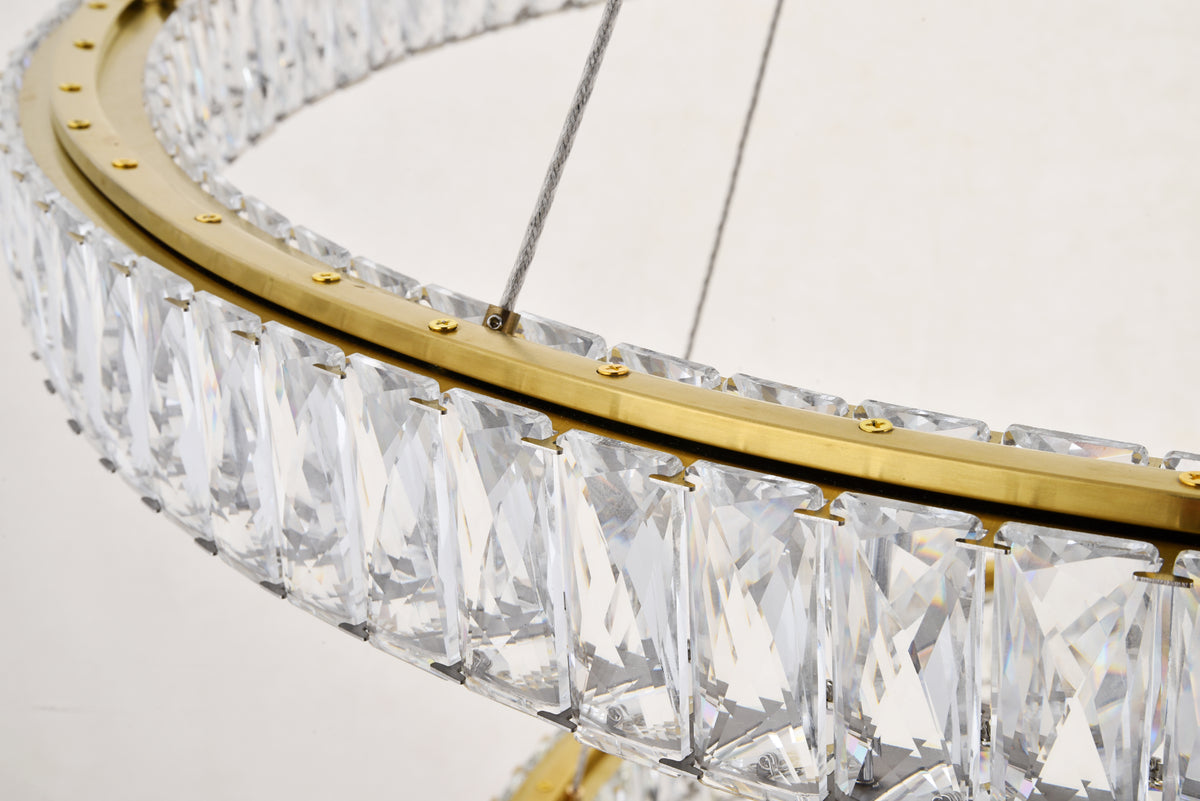 Monroe Integrated LED light Gold Chandelier Clear Royal Cut Crystal
