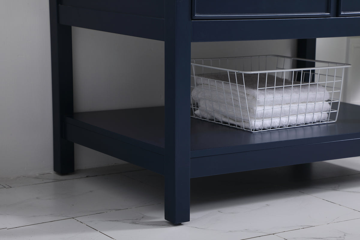 36 inch Single bathroom vanity in blue with backsplash