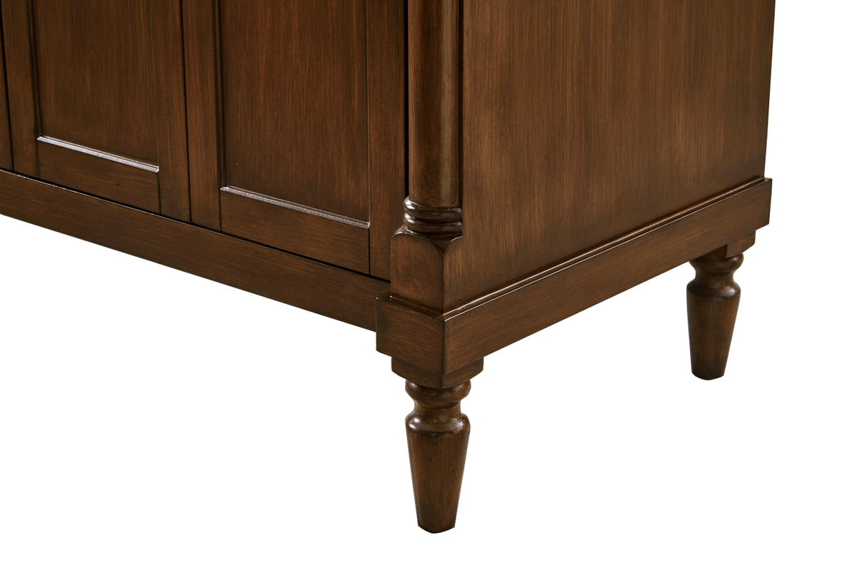 60 inch Single Bathroom vanity in Walnut with ivory white engineered marble