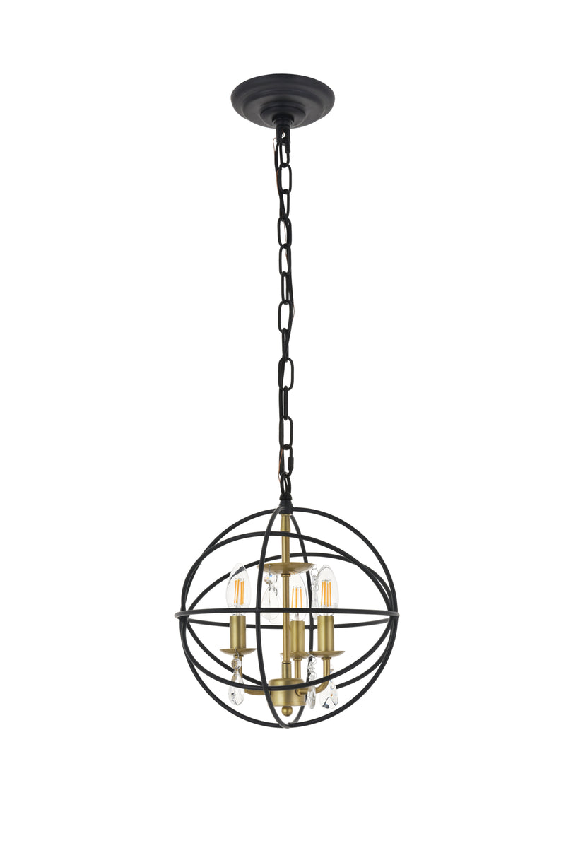 Wallace 3 light Matte Black and Brass Pendant