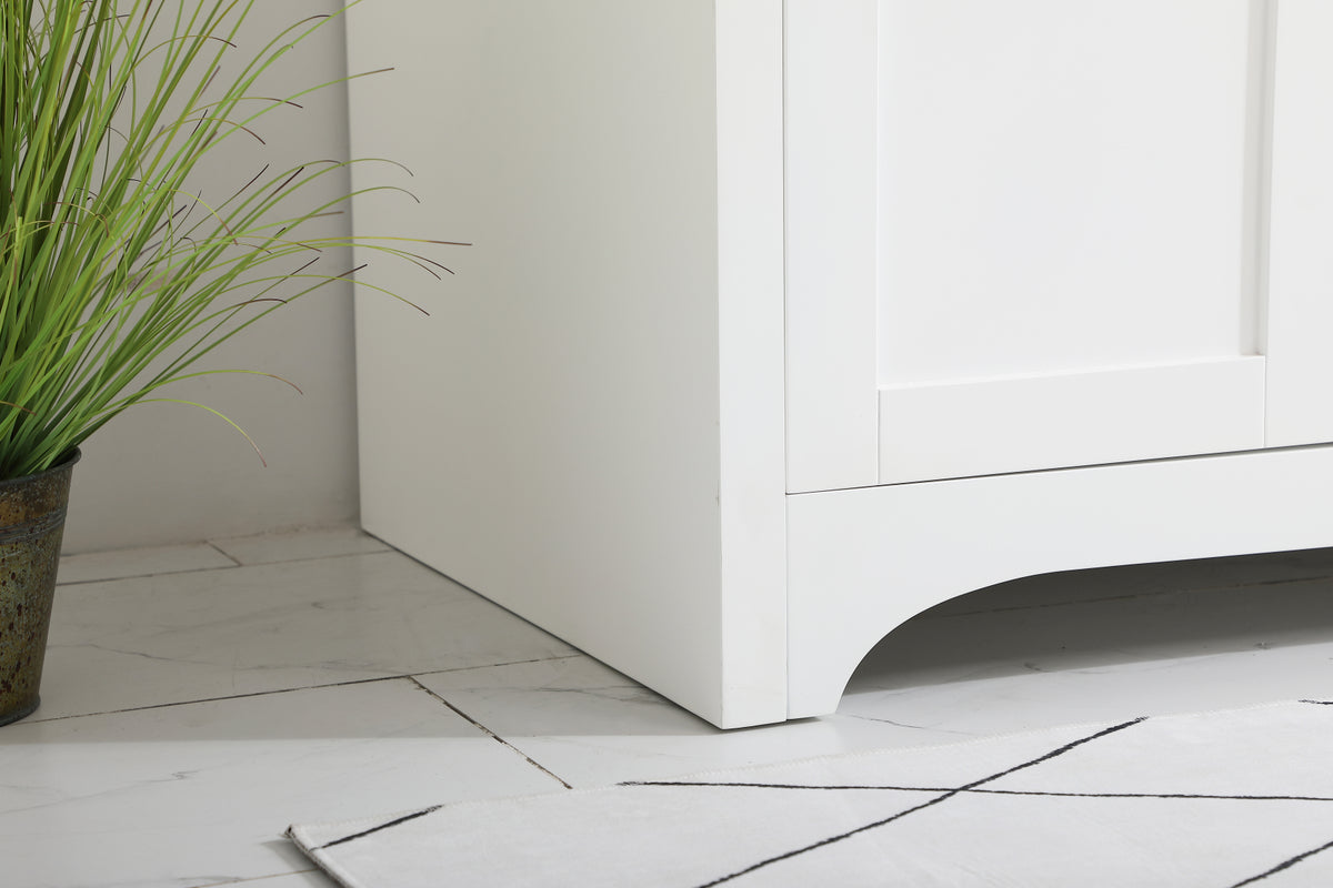 42 inch Single Bathroom Vanity in White with Backsplash