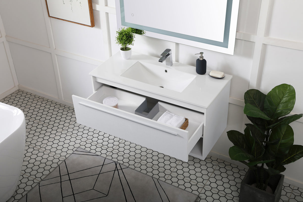 40 inch Single Bathroom Floating Vanity in White