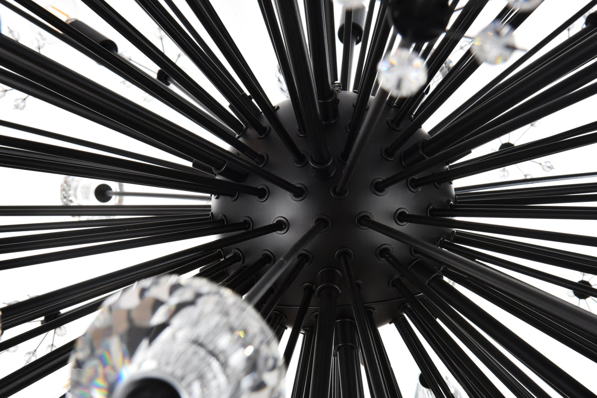 Vera 38 inch crystal starburst round pendant in black