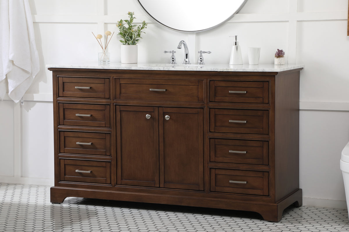 60 inch Single bathroom vanity in teak