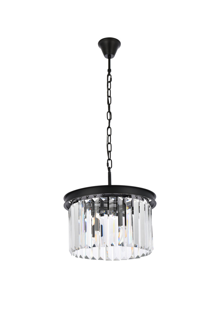 Sydney 3 light Matte Black Pendant Clear Royal Cut Crystal