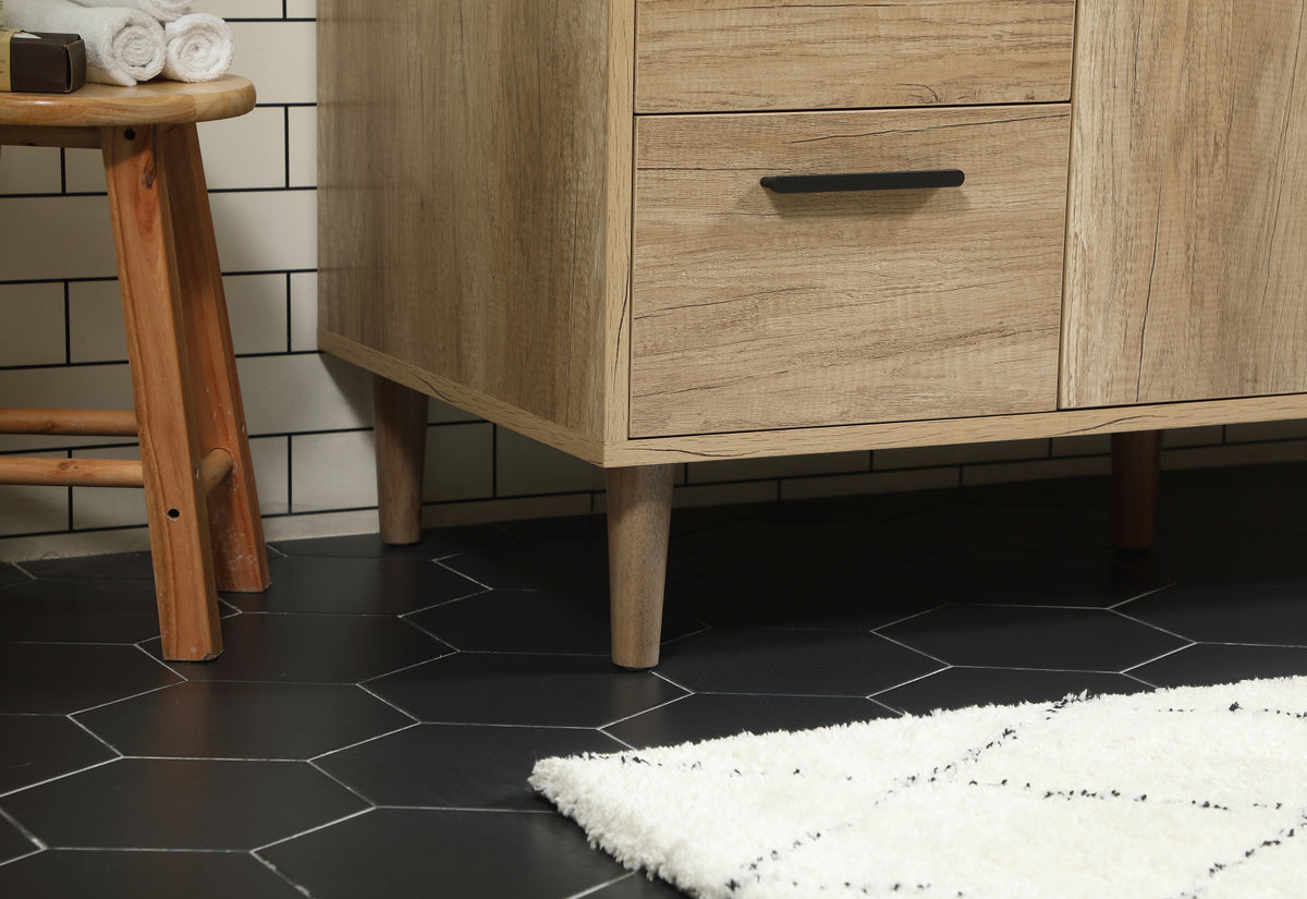 48 inch Single bathroom vanity in natural oak with backsplash