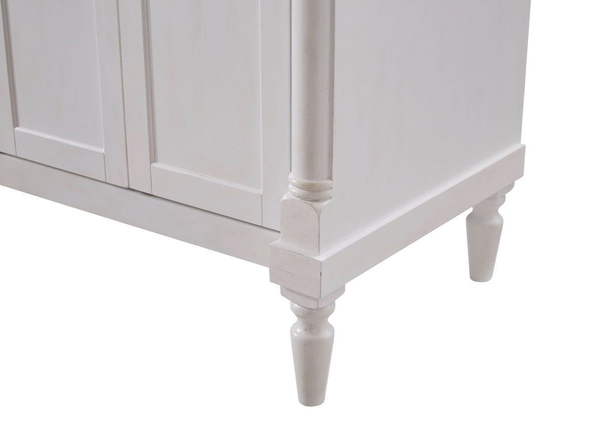60 inch Single Bathroom vanity in Antique White with ivory white engineered marble