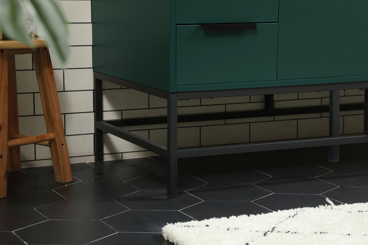 48 inch Single bathroom vanity in green with backsplash