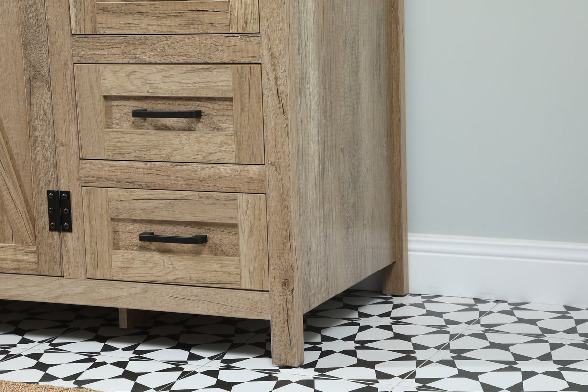 42 inch Single bathroom vanity in natural oak with backsplash