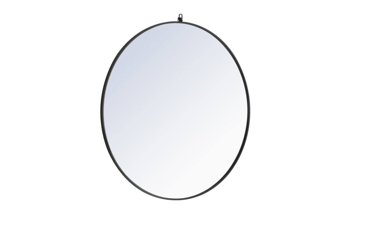 Metal frame Round Mirror with decorative hook 48 inch Black finish