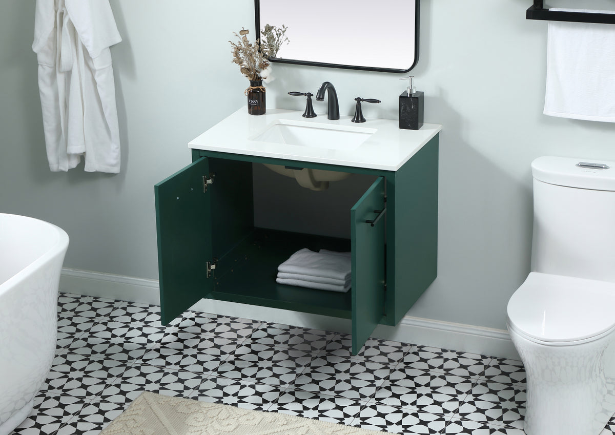 30 inch Single bathroom vanity in green