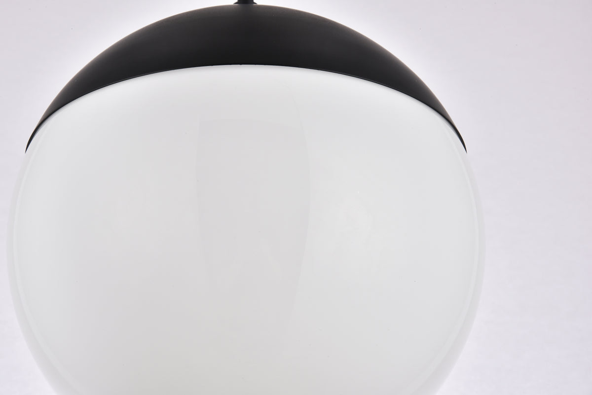 Eclipse 1 Light Black Pendant With Frosted White Glass