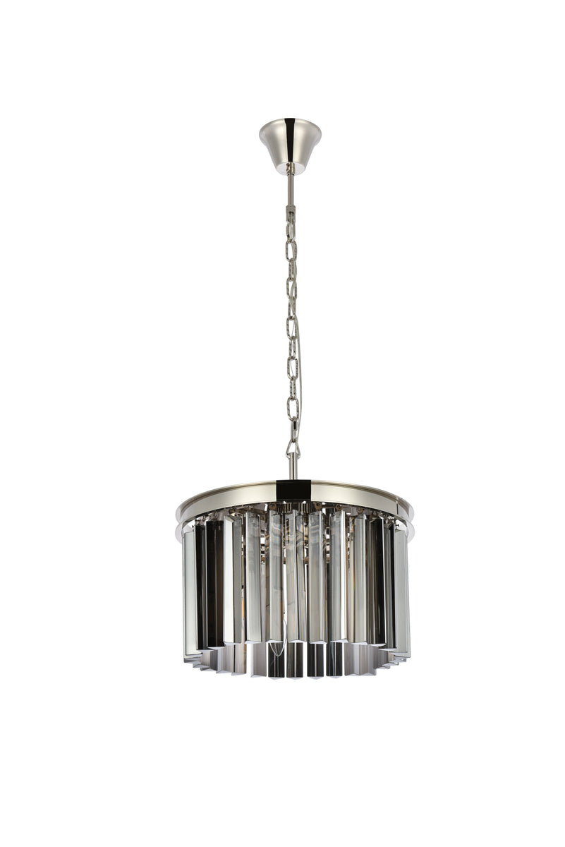 Sydney 3 light polished nickel Pendant Silver Shade (Grey) Royal Cut Crystal