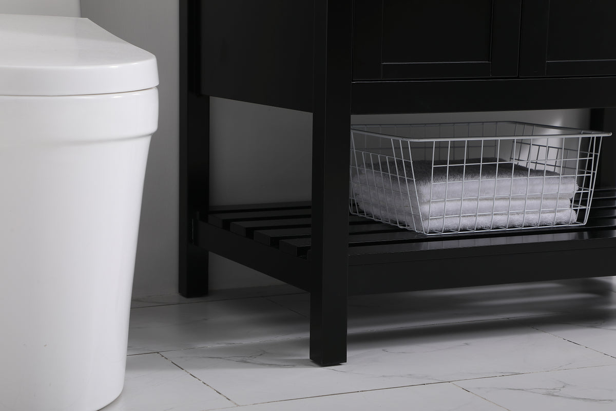 36 inch Single Bathroom Vanity in Black with Backsplash